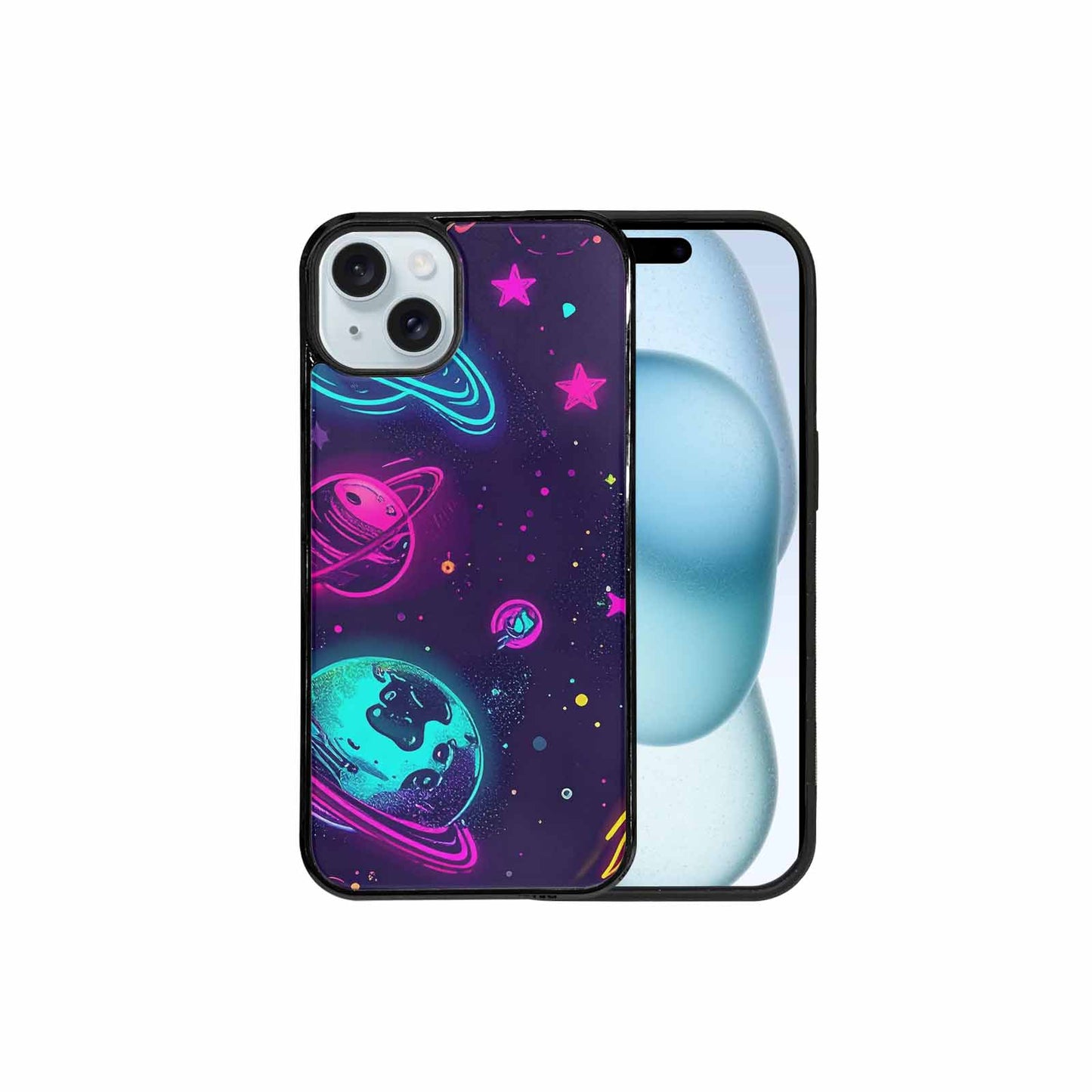 iPhone 15 Plus Case — Space Galaxy Astronaut Pattern Planets Stars, Custom Art Phone Cover
