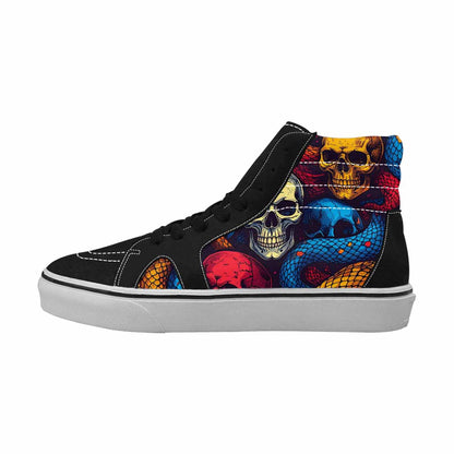 WOMEN'S Snake Skulls Print High Top Canvas Y2K Custom Shoes