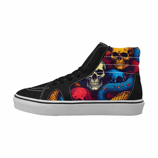 WOMEN'S Snake Skulls Print High Top Canvas Y2K Custom Shoes