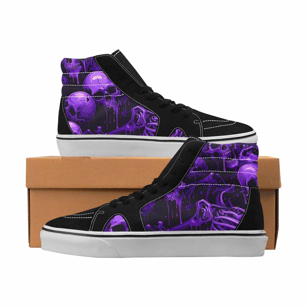 MEN'S Skulls High Top Canvas Artist-designed Neon Fantasy Custom Streetwear Shoes