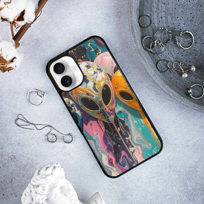 iPhone 16 Plus Case — Aliens Marblealiens Pattern Dng Personalized Phone, Custom Print Case Cover