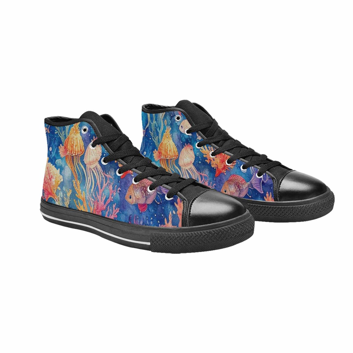 MEN'S Fish Scale Coral High Top Canvas Aesthetic Custom Shoes