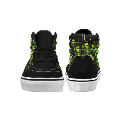 MEN'S Skeletons × Neon Green High Top Canvas Wallpaper Art Custom Sneakers