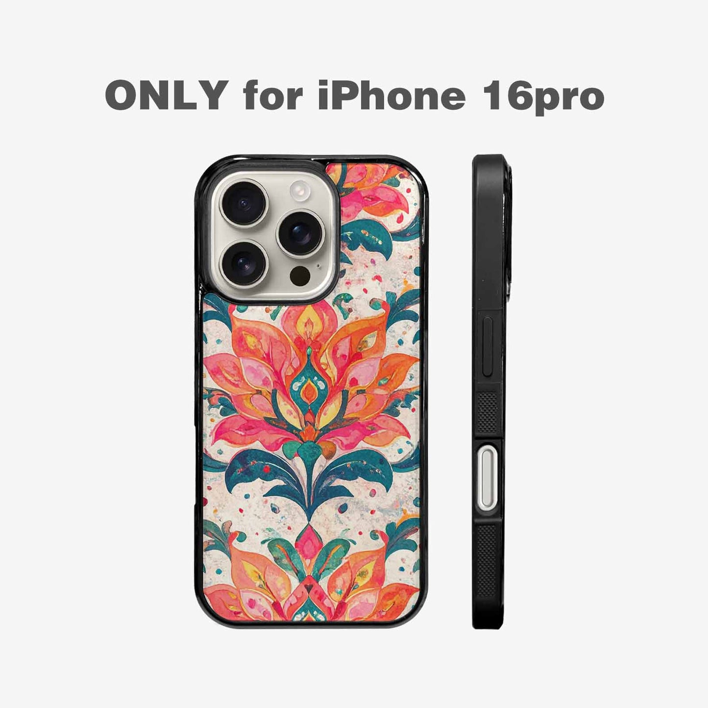 iPhone 16 Pro Case — Marble Floral, Custom Art Phone Cover