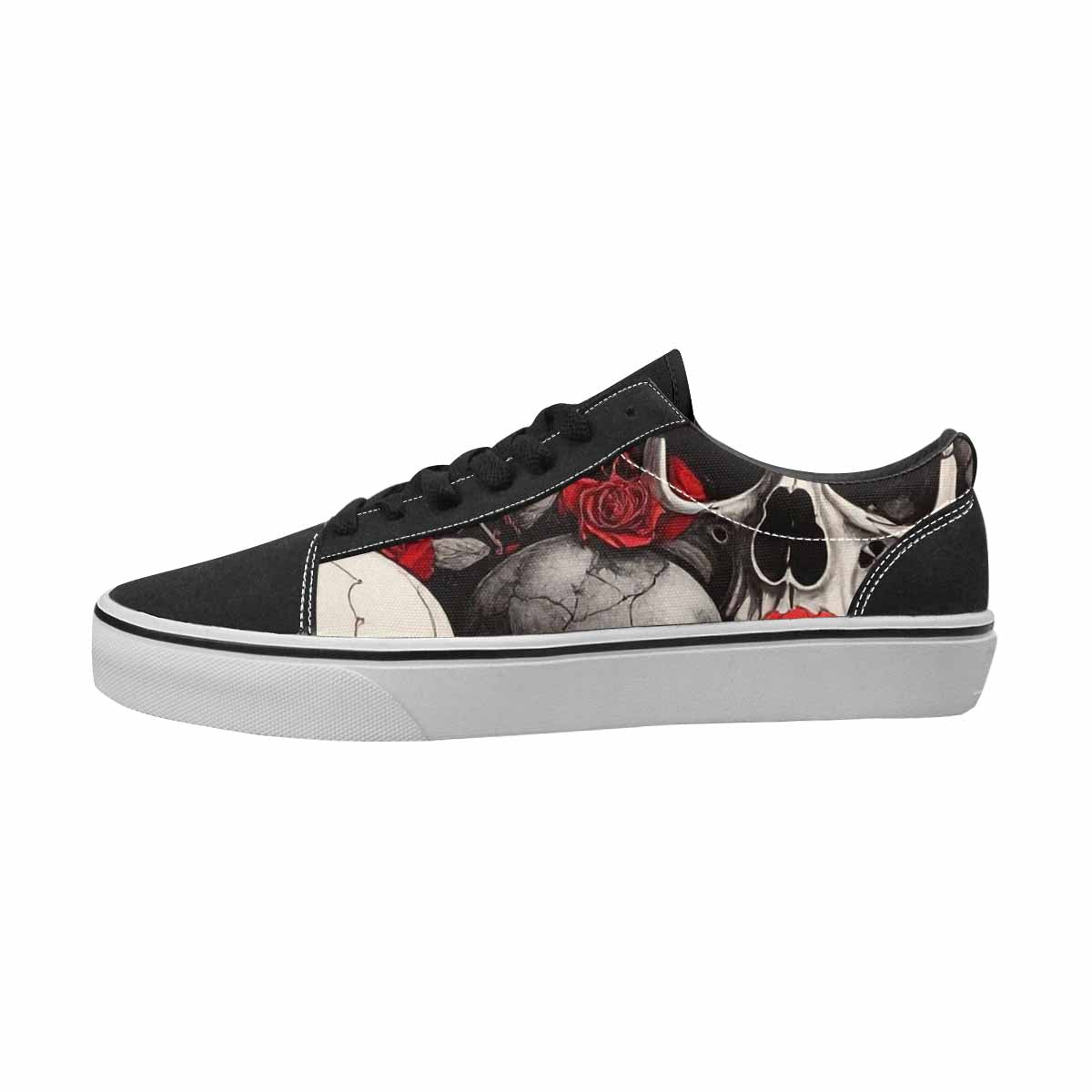 WOMEN'S Skulls Black & Red Ink Canvas Personalized Y2K Custom Print Sneakers
