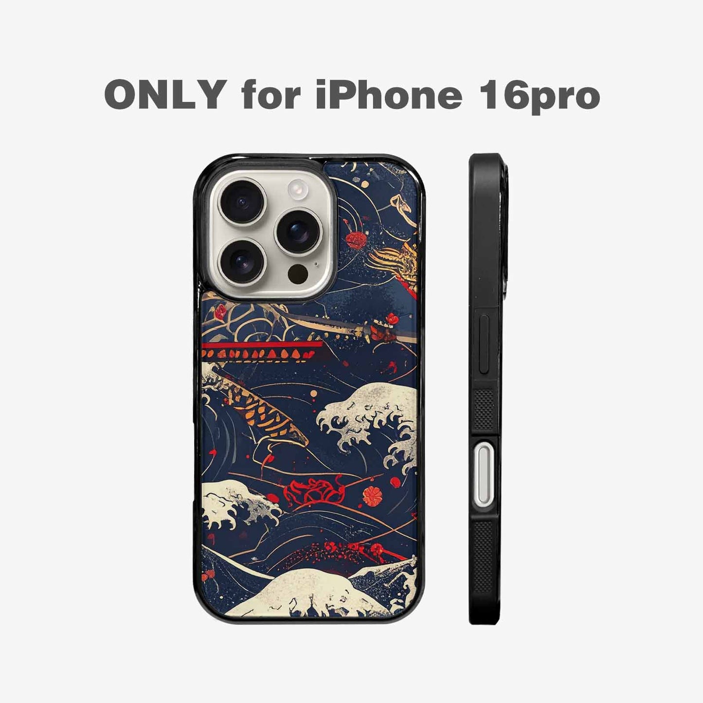 iPhone 16 Pro Case — Samurai Art Repeat Pattern, Custom Art Phone Cover