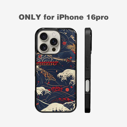 iPhone 16 Pro Case — Samurai Art Repeat Pattern, Custom Art Phone Cover