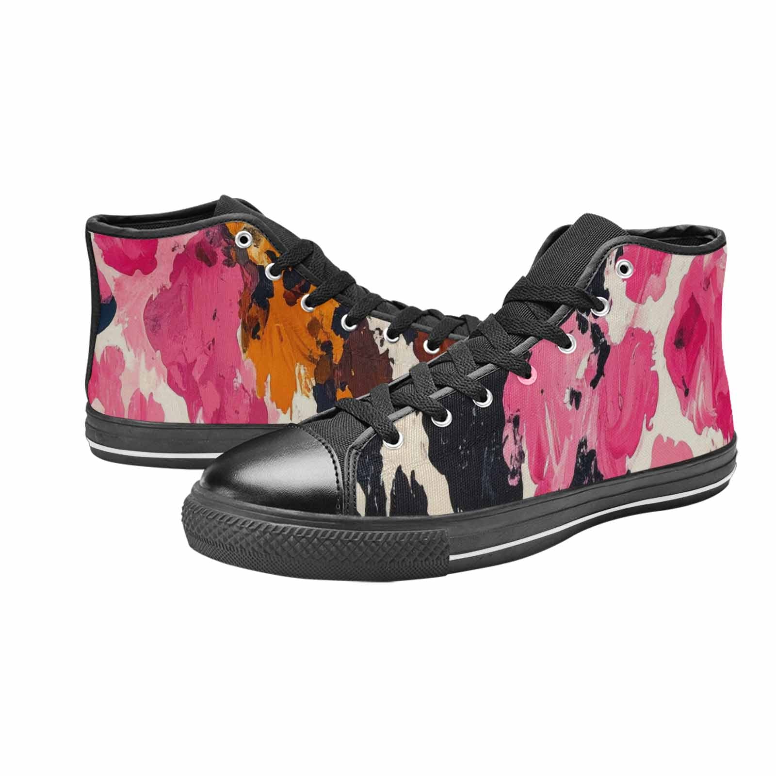 WOMEN'S Cow Animal Print High Top Canvas Cottagecore Custom Shoes