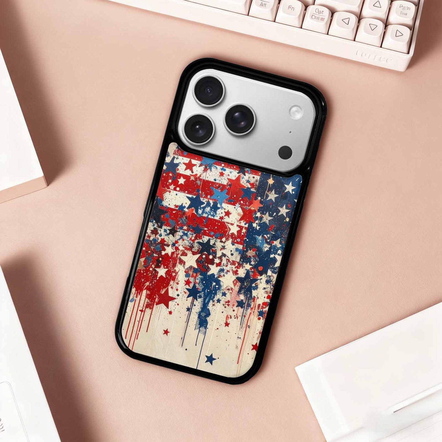 iPhone 17 Pro Case — Patriotic Stars And Stripes American Galaxy, Custom Phone Case
