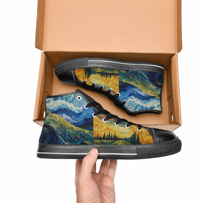 MEN'S Van Gogh-Style Swirl High Top Canvas Surreal Sneakers