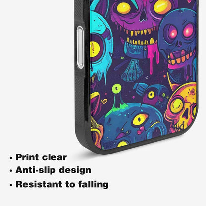 iPhone 16 Plus Case — Mixed Toxic Glow Creature Pattern Hundreds, Custom Print Case Cover