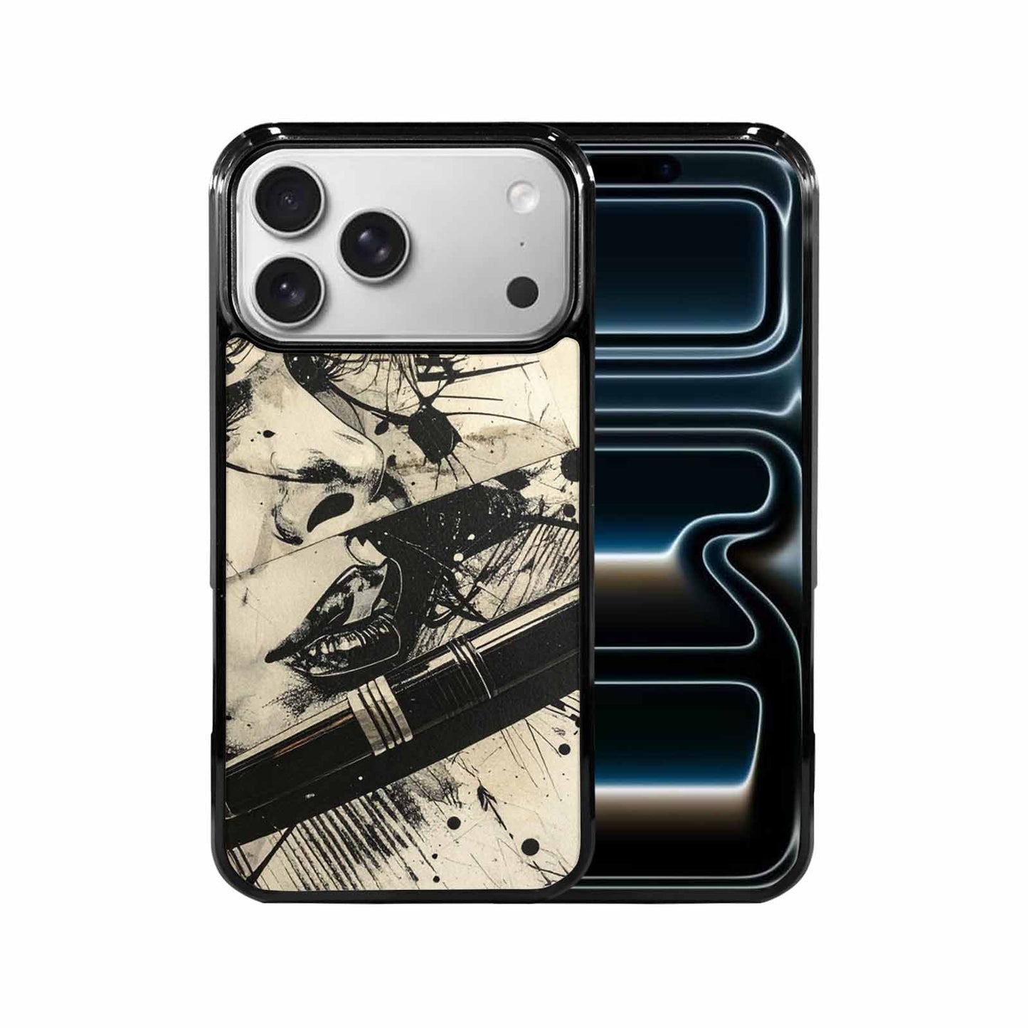 iPhone 17 Pro Max Case — Black And White Solid Retro Vintage, Customized Protective Case