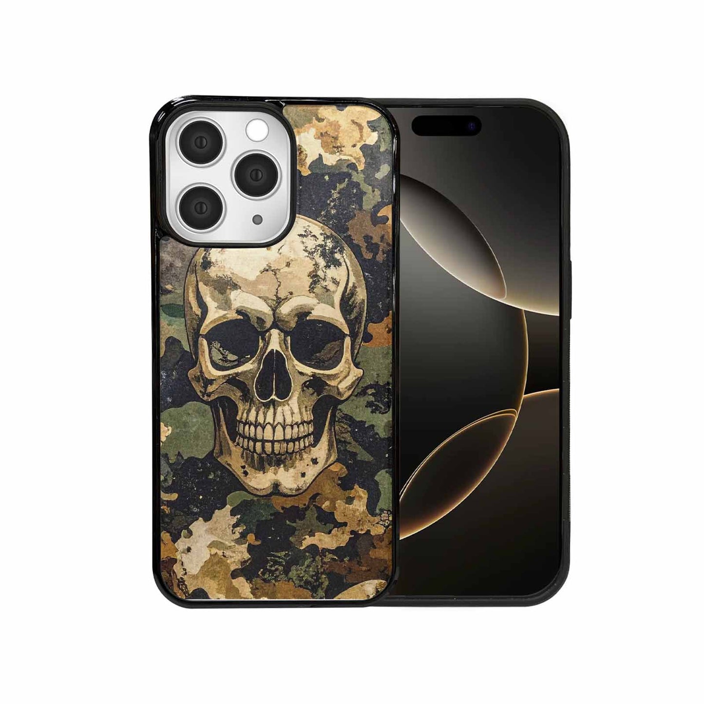 iPhone 15 Pro Max Case — Military Camo Skull Custom, Customized Protective Case