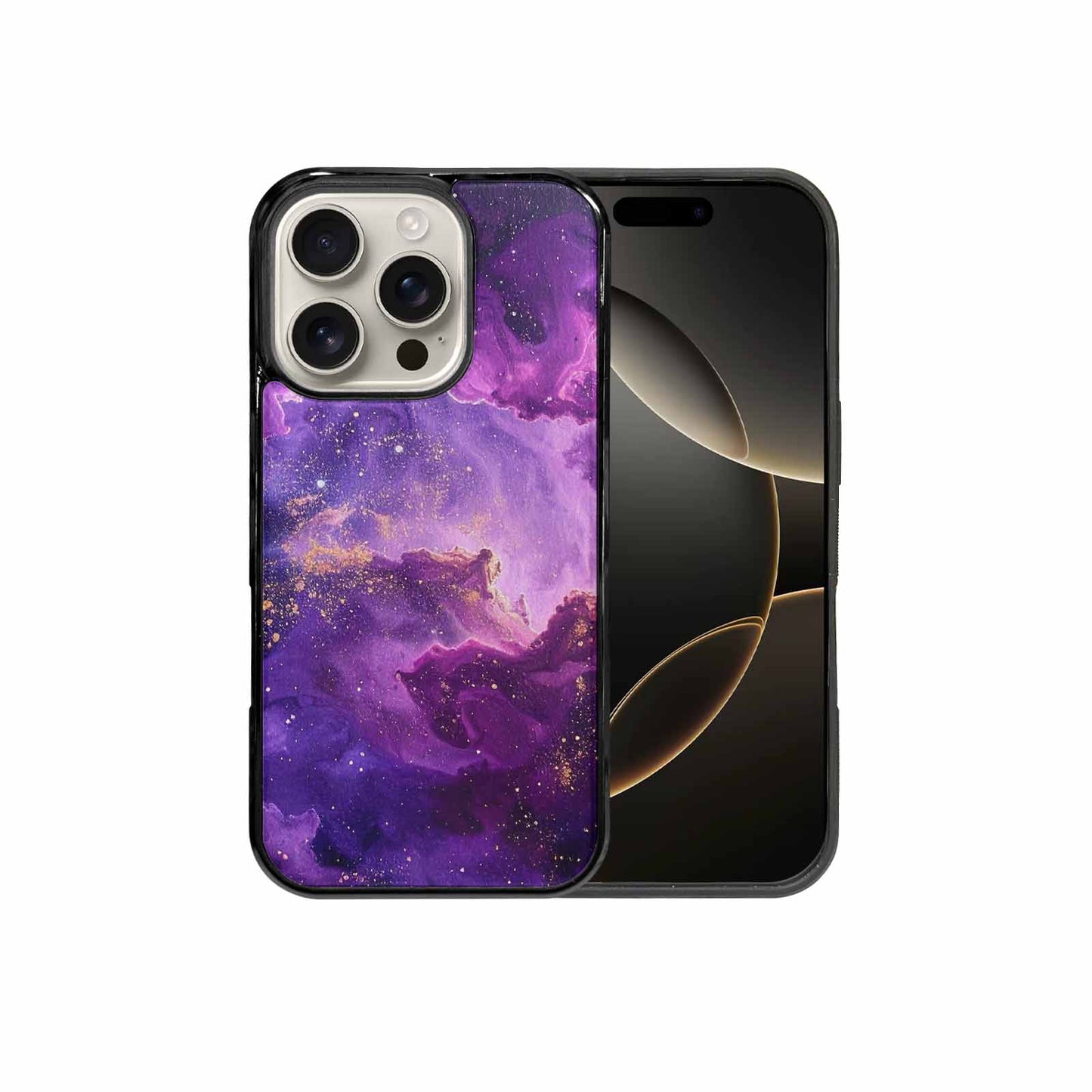 iPhone 16 Pro Case — Purple Color Tones Nebula Texture With, Custom Designed Case Cover