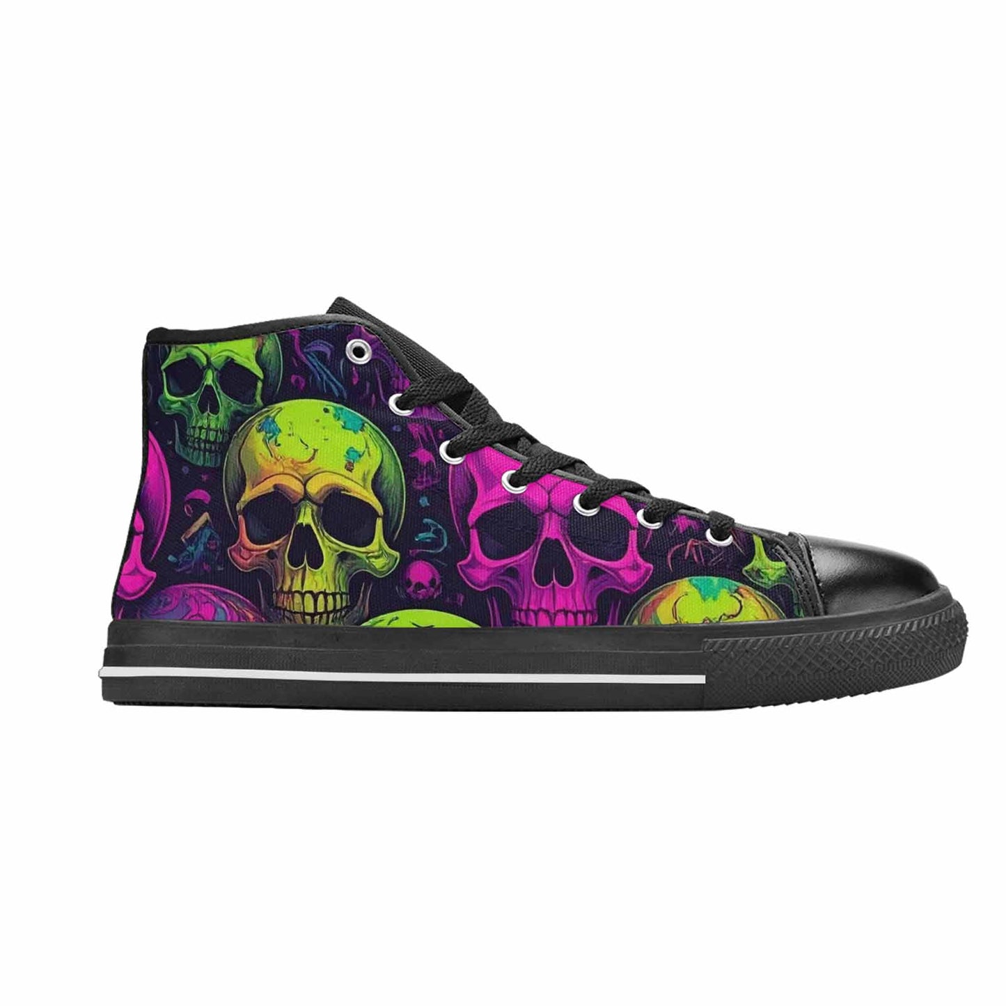 MEN'S Skulls - Neon High Top Canvas Neon Fantasy Sneakers