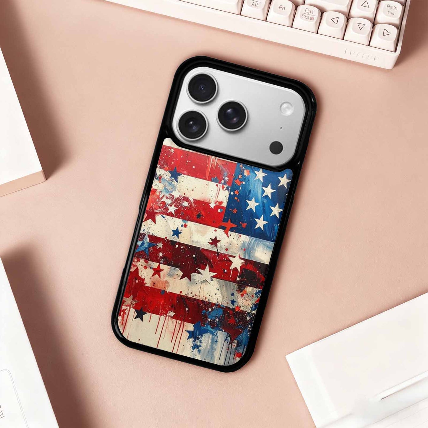 iPhone 17 Pro Case — Patriotic Stars And Stripes American Galaxy, Personalized Phone Case