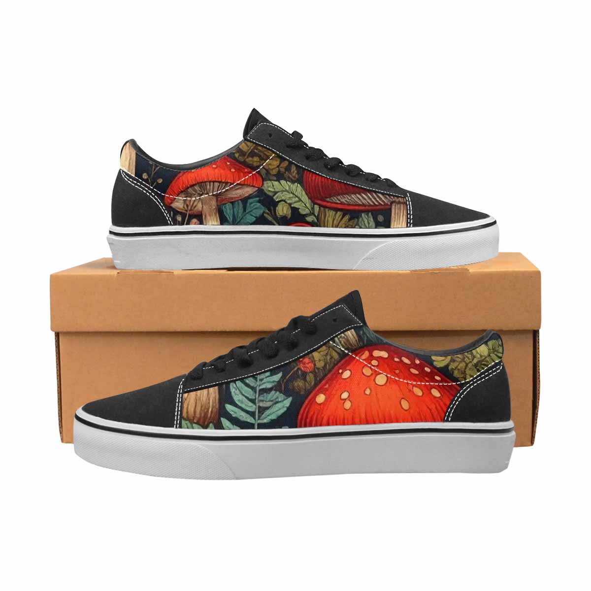 WOMEN'S Mushroom Canvas Lace-Up Wallpaper Art Custom Shoes