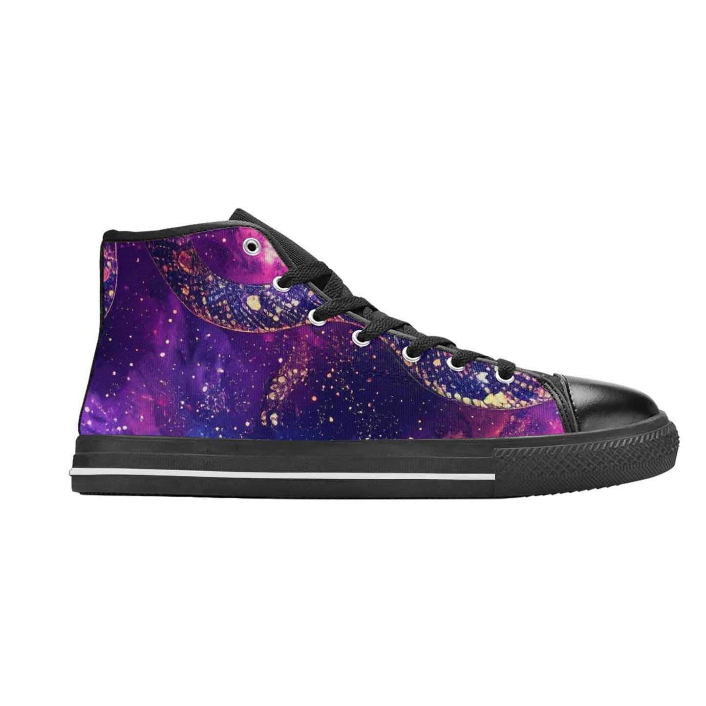 MEN'S Galaxy Snake Print High Top Canvas Cottagecore Custom Sneakers