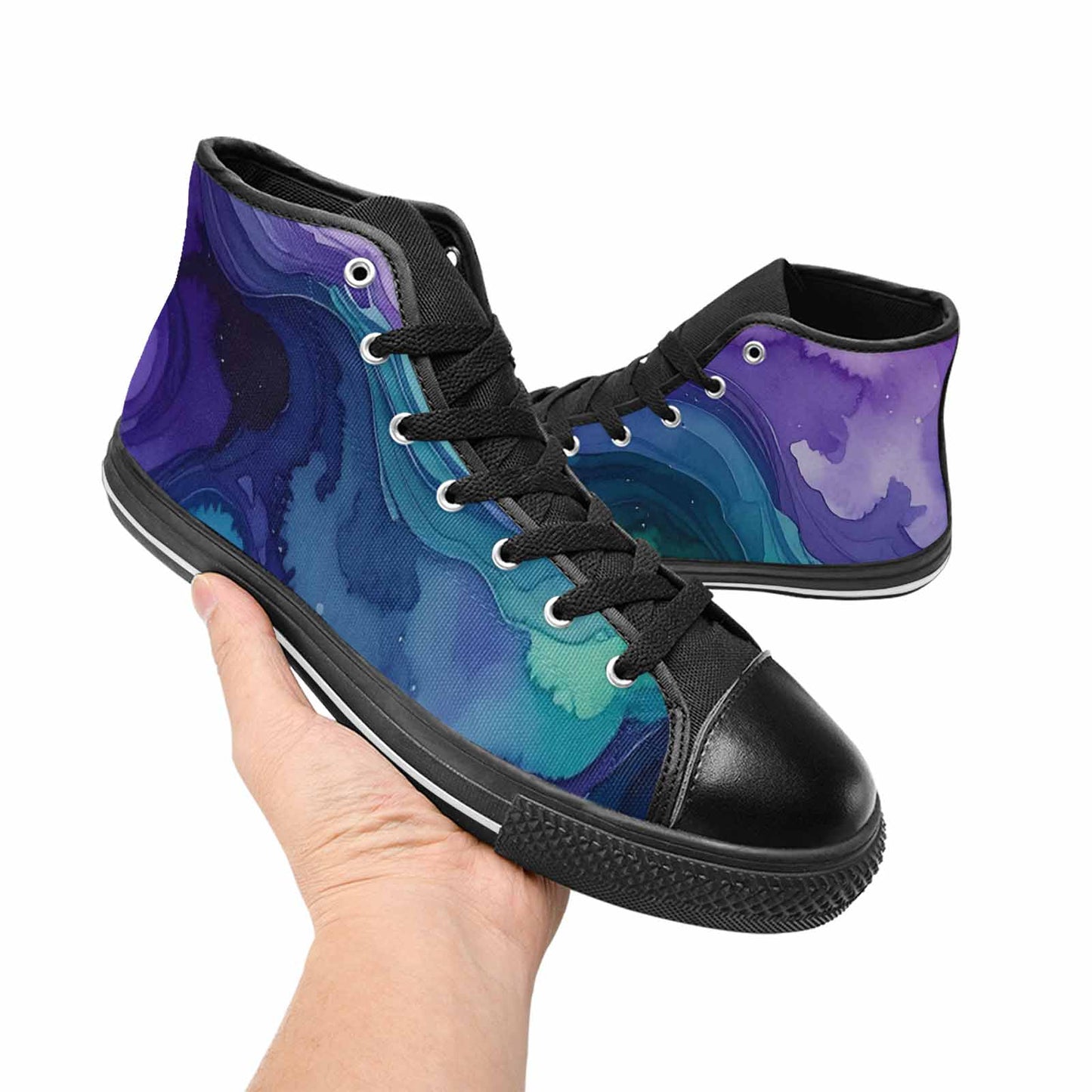 WOMEN'S Galaxy Aurora Nebula High Top Canvas Grunge Shoes