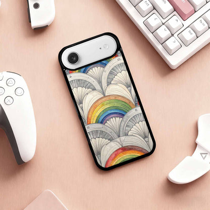 iPhone 17 Air Case — Hand Drawn Damask Rainbow Original Art, Custom Art Phone Cover