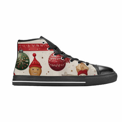 MEN'S Christmas Holly Snowflake High Top Canvas Wallpaper Art Shoes
