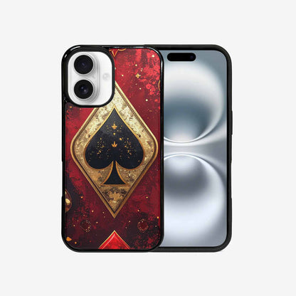 iPhone 16 Case — Playing Card Suits Pattern Poker Chips, Custom Printed Phone Case