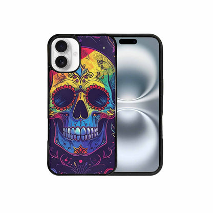 iPhone 16 Plus Case — Pride Flag Skulls Seamless Pattern Vibrant, Personalized Phone Case
