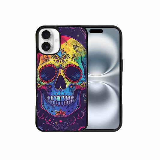 iPhone 16 Plus Case — Pride Flag Skulls Seamless Pattern Vibrant, Personalized Phone Case