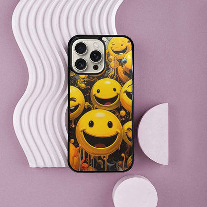 iPhone 16 Pro Max Case — Melting Moon Smiley Red Splatt, Custom Designed Case Cover