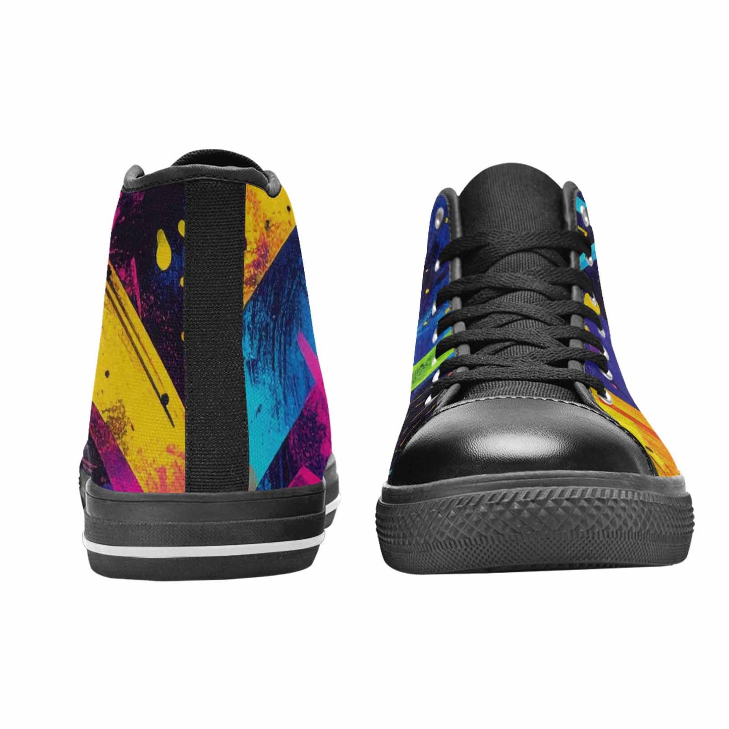 MEN'S Memphis Squiggles Triangles Dots High Top Canvas Y2K Custom Sneakers