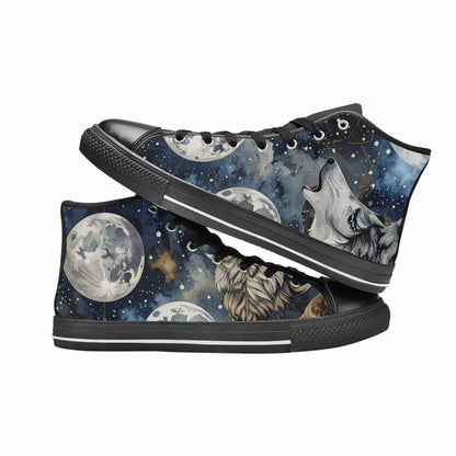 MEN'S Wolf Silhouette Moon High Top Canvas Surreal Shoes