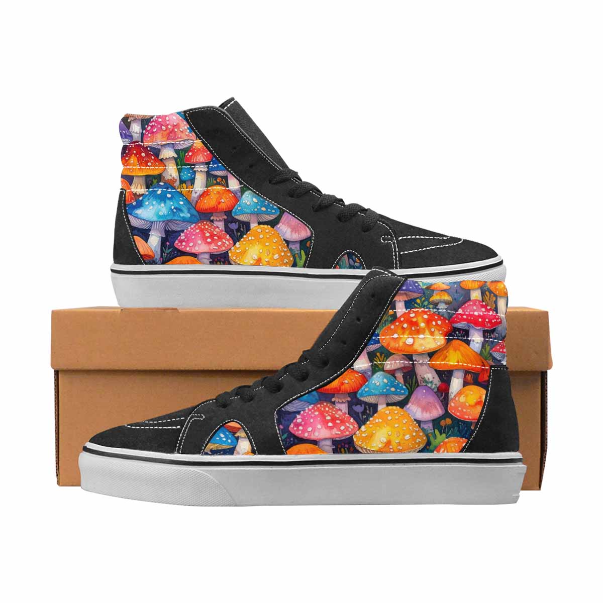WOMEN'S Mushrooms High Top Canvas Unique Print Y2K Custom Canvas Shoes
