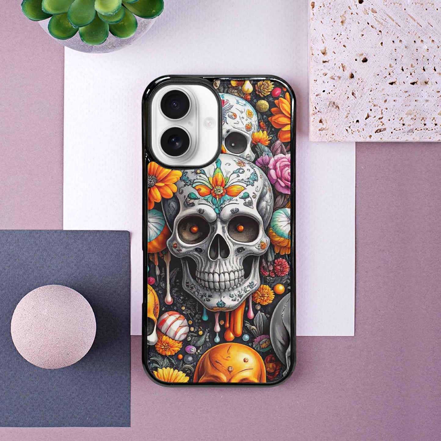 iPhone 16 Case — Greyscale Black And White Dark Black, Custom Art Phone Cover
