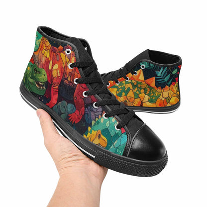 MEN'S Dinosaur Silhouette High Top Canvas Wallpaper Art Sneakers