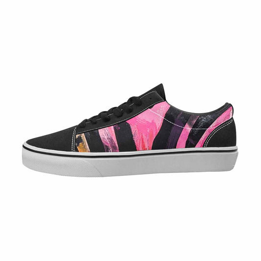 WOMEN'S Zebra Black & Pink Ink Canvas Original Design Neon Fantasy Custom Streetwear Shoes