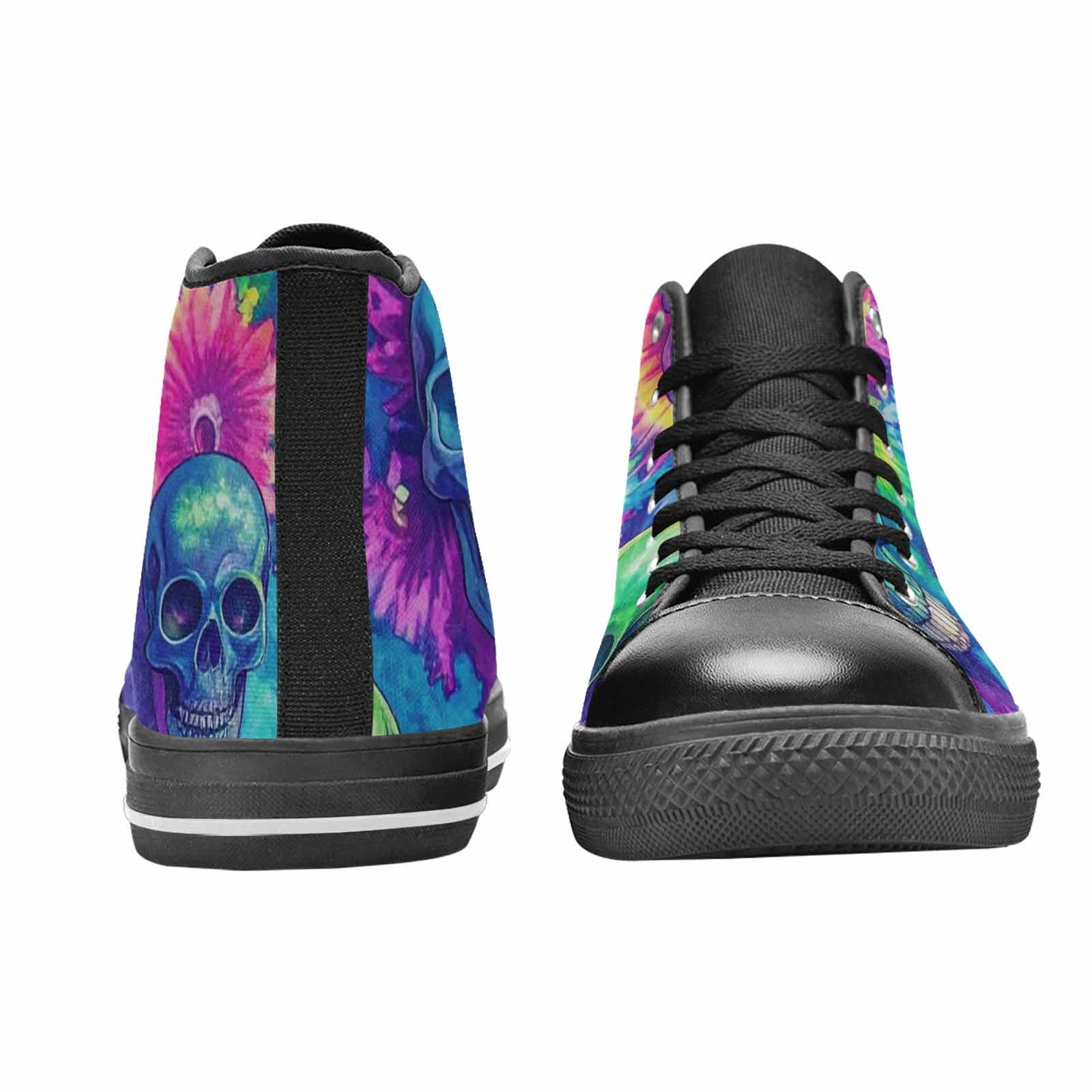 MEN'S Tie Dye Skulls Print High Top Canvas Dark Academia Custom Shoes