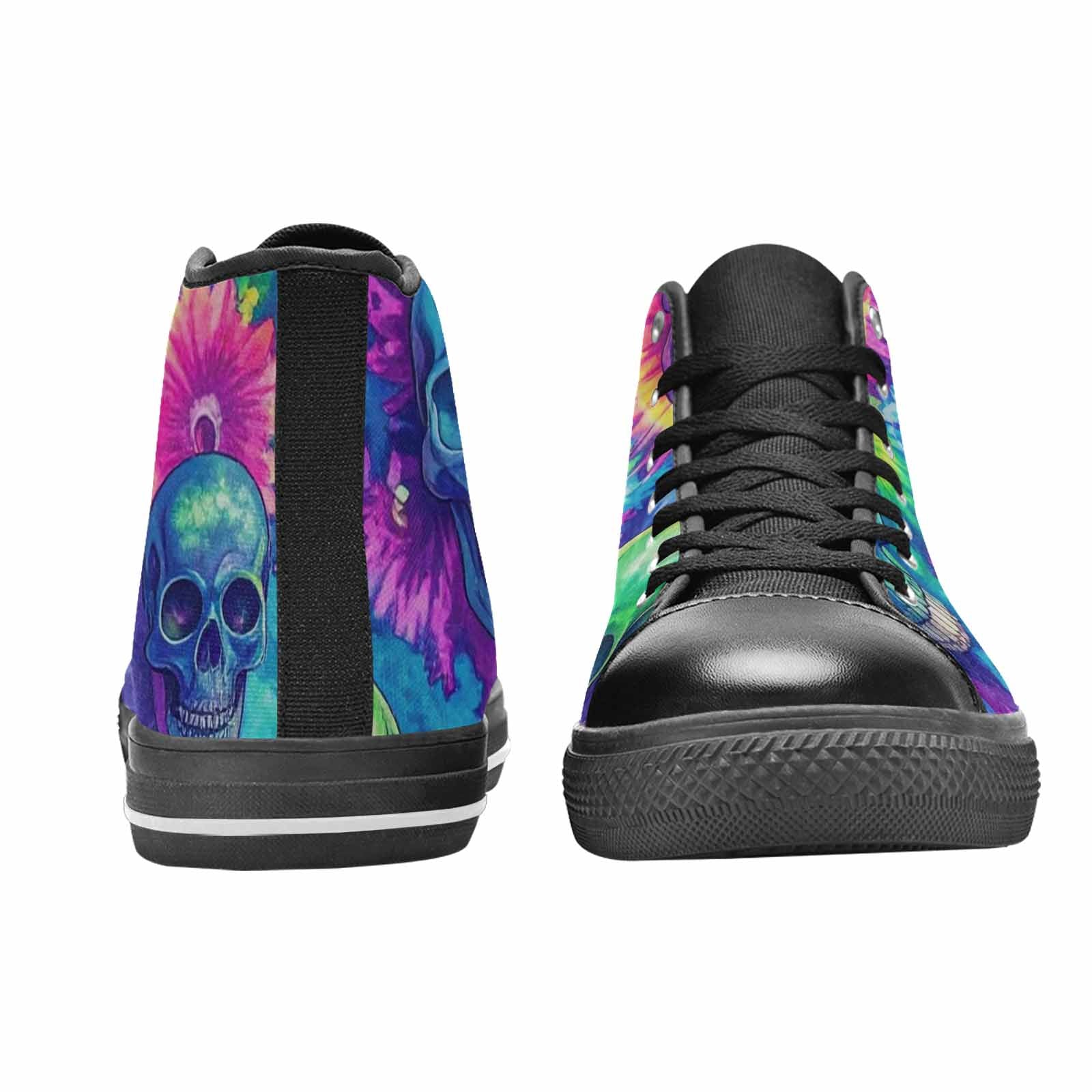 MEN'S Tie Dye Skulls Print High Top Canvas Dark Academia Custom Shoes