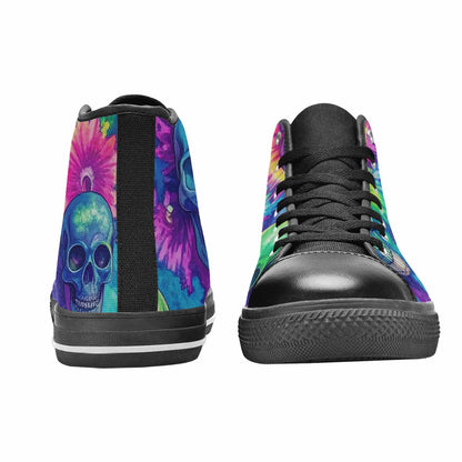 MEN'S Tie Dye Skulls Print High Top Canvas Dark Academia Custom Shoes