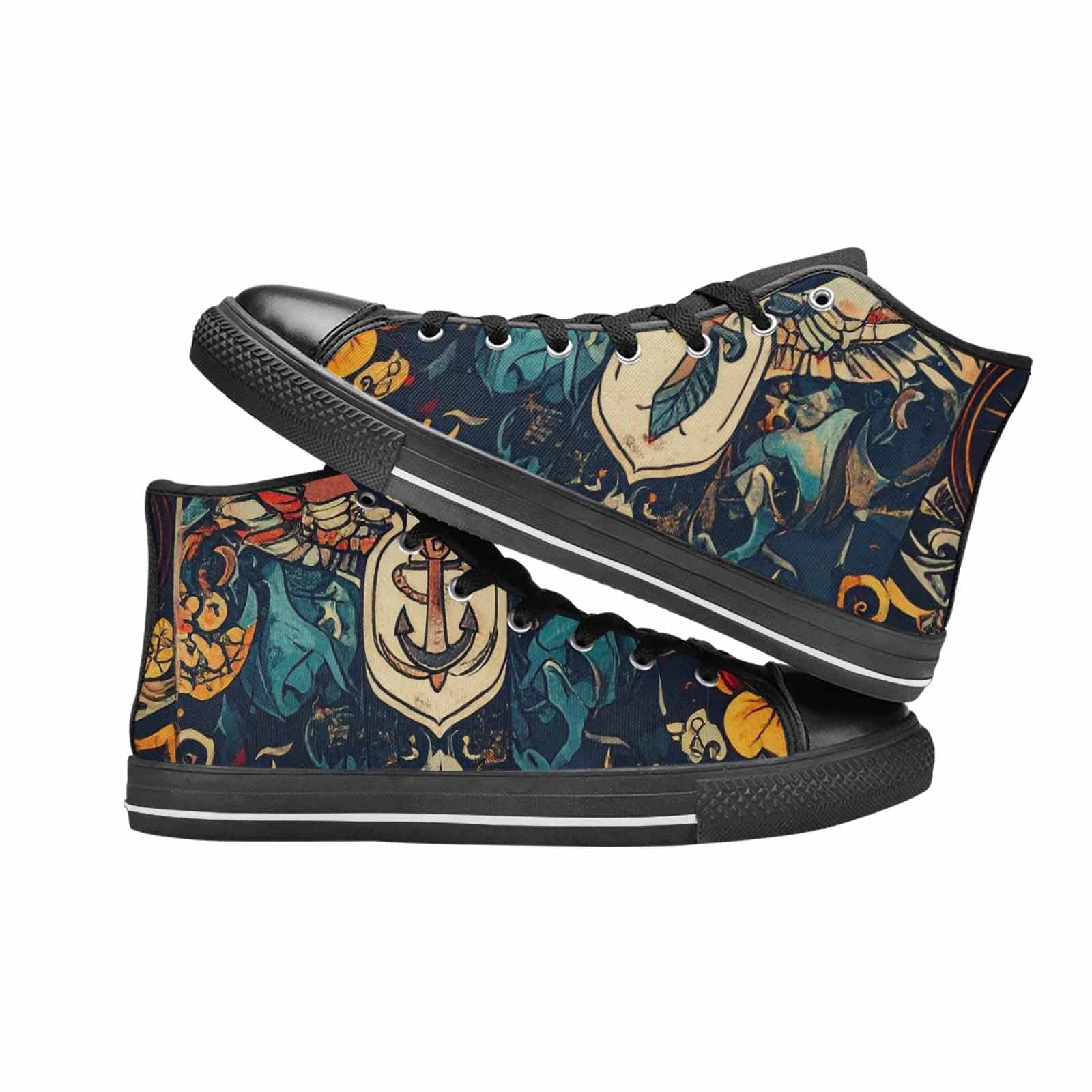 WOMEN'S Old School Tattoo High Top Canvas Neon Fantasy Custom Sneakers