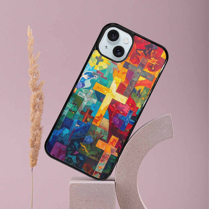 iPhone 15 Plus Case — Faith Cross And Faith Icons Pattern, Customized Protective Case