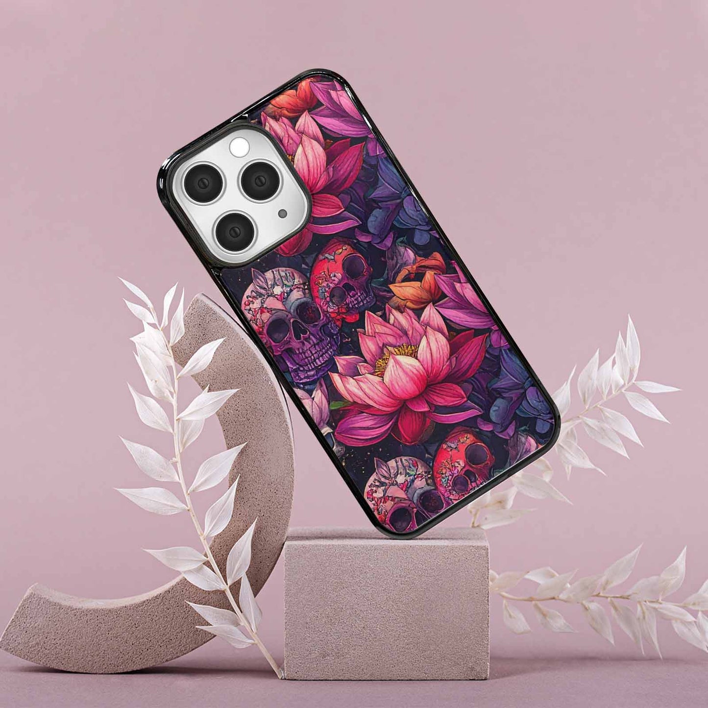 iPhone 15 Pro Max Case — Lotus Skulls, Custom Phone Case