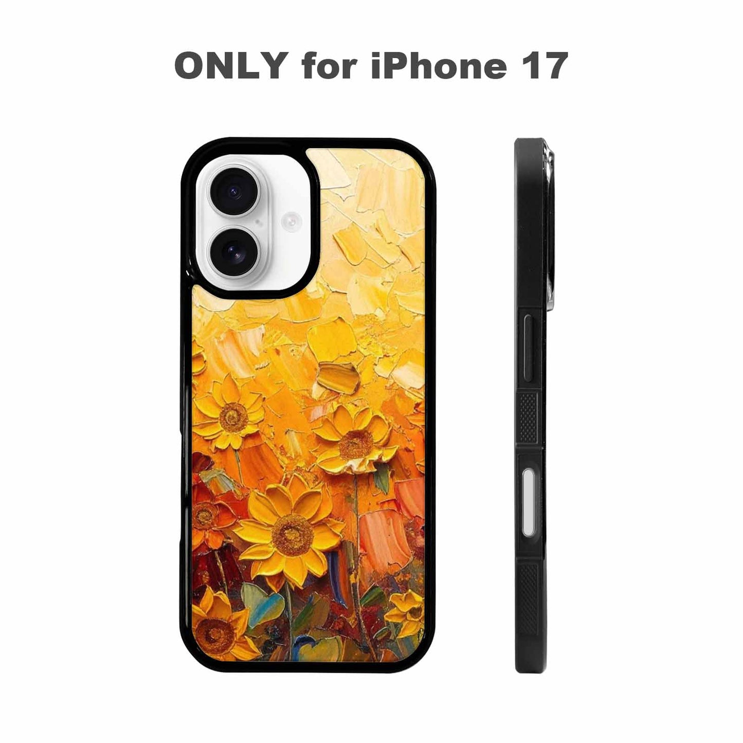 iPhone 17 Case — Impressionist Sunflower Brushstroke Pattern Floral, Custom Made Phone Cover