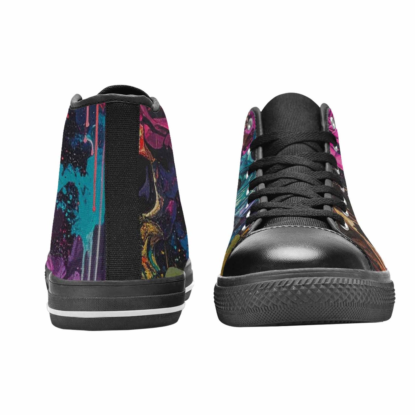 WOMEN'S Skulls Roses Acid Wash High Top Canvas Y2K Shoes