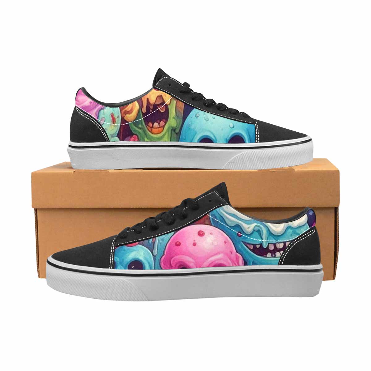 WOMEN'S Ice Cream Monsters  Lace-Up Canvas Surreal Custom Shoes