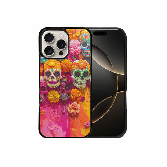 iPhone 16 Pro Max Case — Ornate Candy Color Skull Pattern Hundreds, Personalized Phone Case