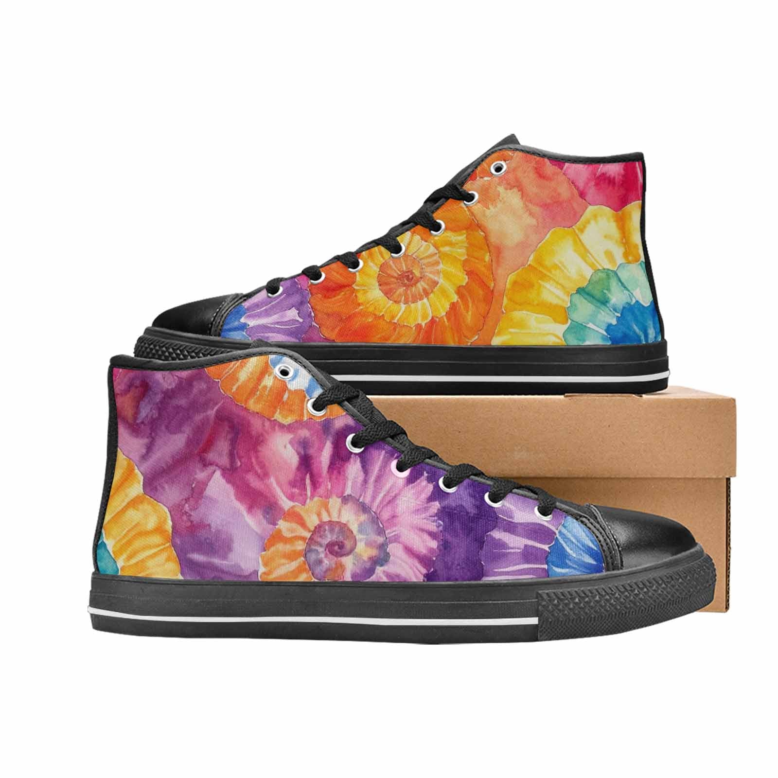 MEN'S Tie Dye Swirl High Top Canvas Neon Fantasy Custom Sneakers