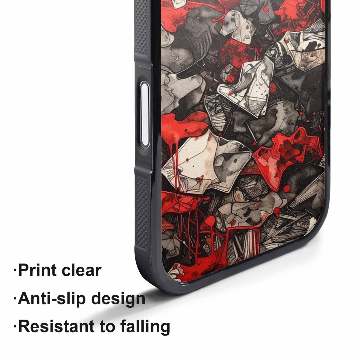 iPhone 17 Pro Max Case — Black &amp; Red Ink Camo, Unique Phone Case Design