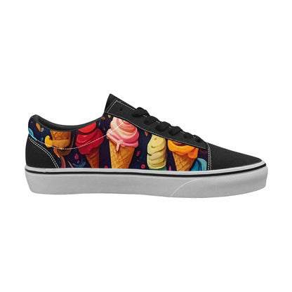 WOMEN'S Ice Cream Motif Lace-Up Canvas Wallpaper Art Custom Sneakers