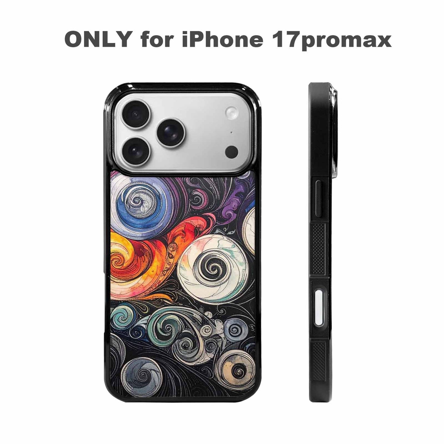 iPhone 17 Pro Max Case — Tie Dye Swirls (black Tie Dye, Customized Protective Case