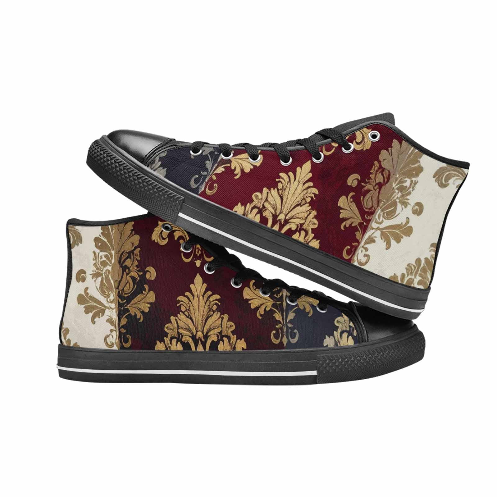 WOMEN'S Damask Ornamental Wallpaper High Top Canvas Surreal Custom Sneakers